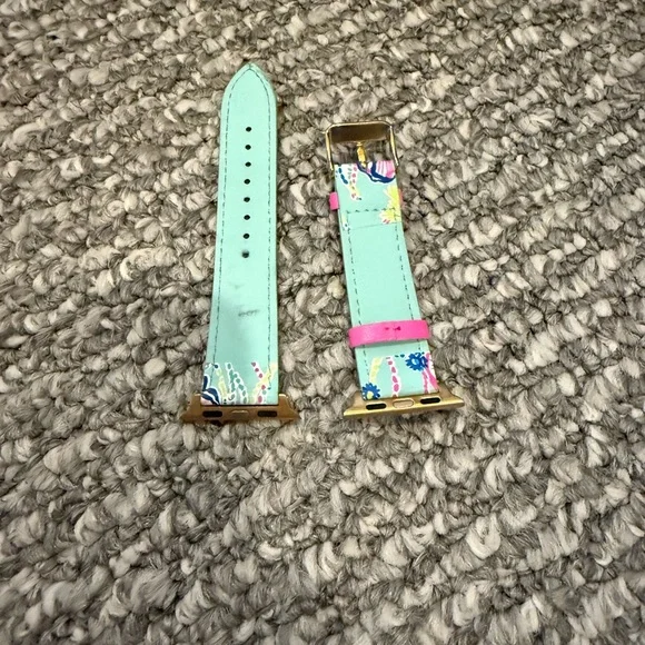 Lilly Pulitzer Pink Leather Watch Band with Gold Accents - Picture 4 of 4